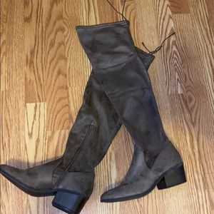 Over the knee suede boots